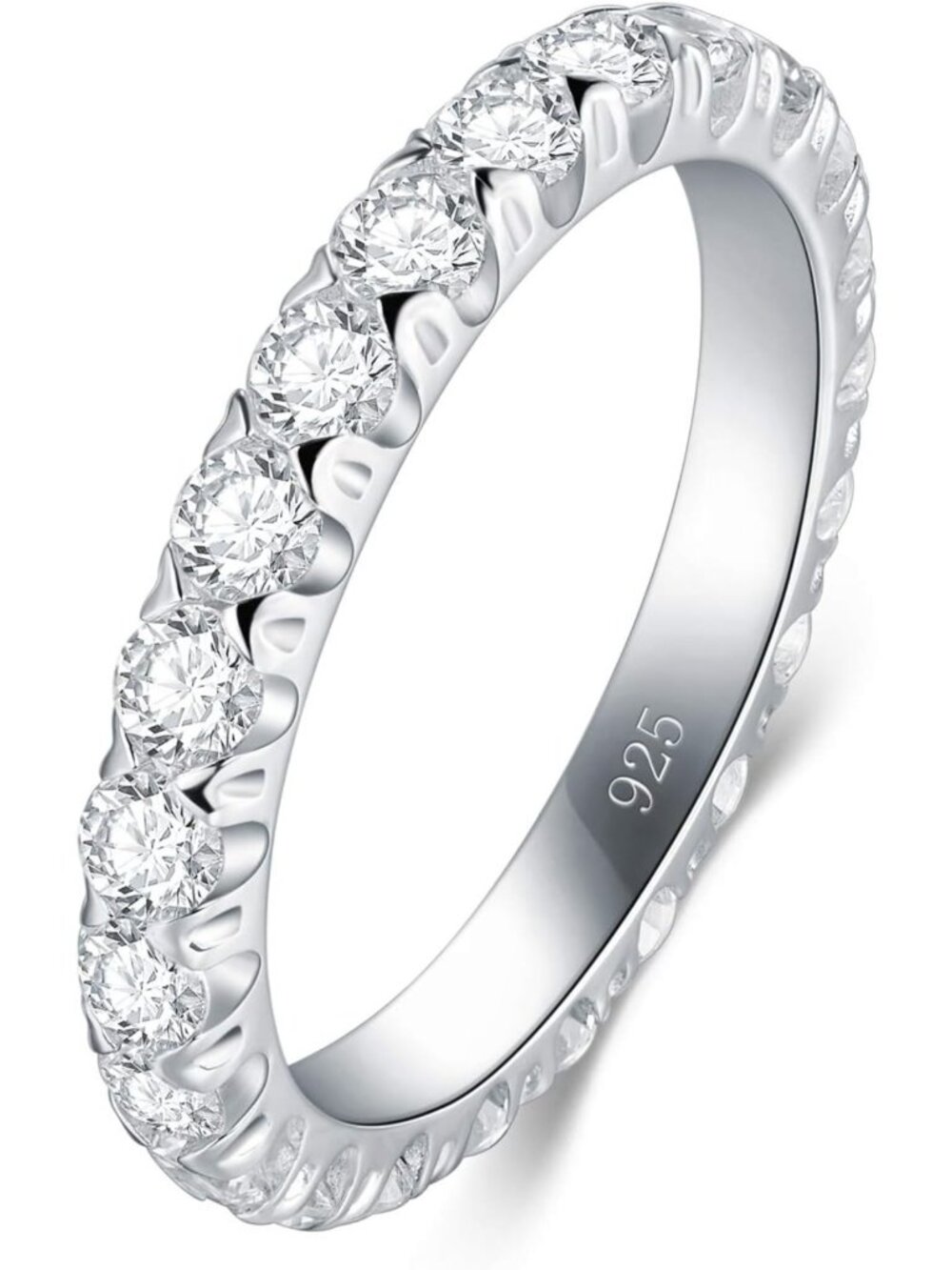 925 Sterling Silver Eternity Band for Oura Ring - Adjustable Sizes 4-12